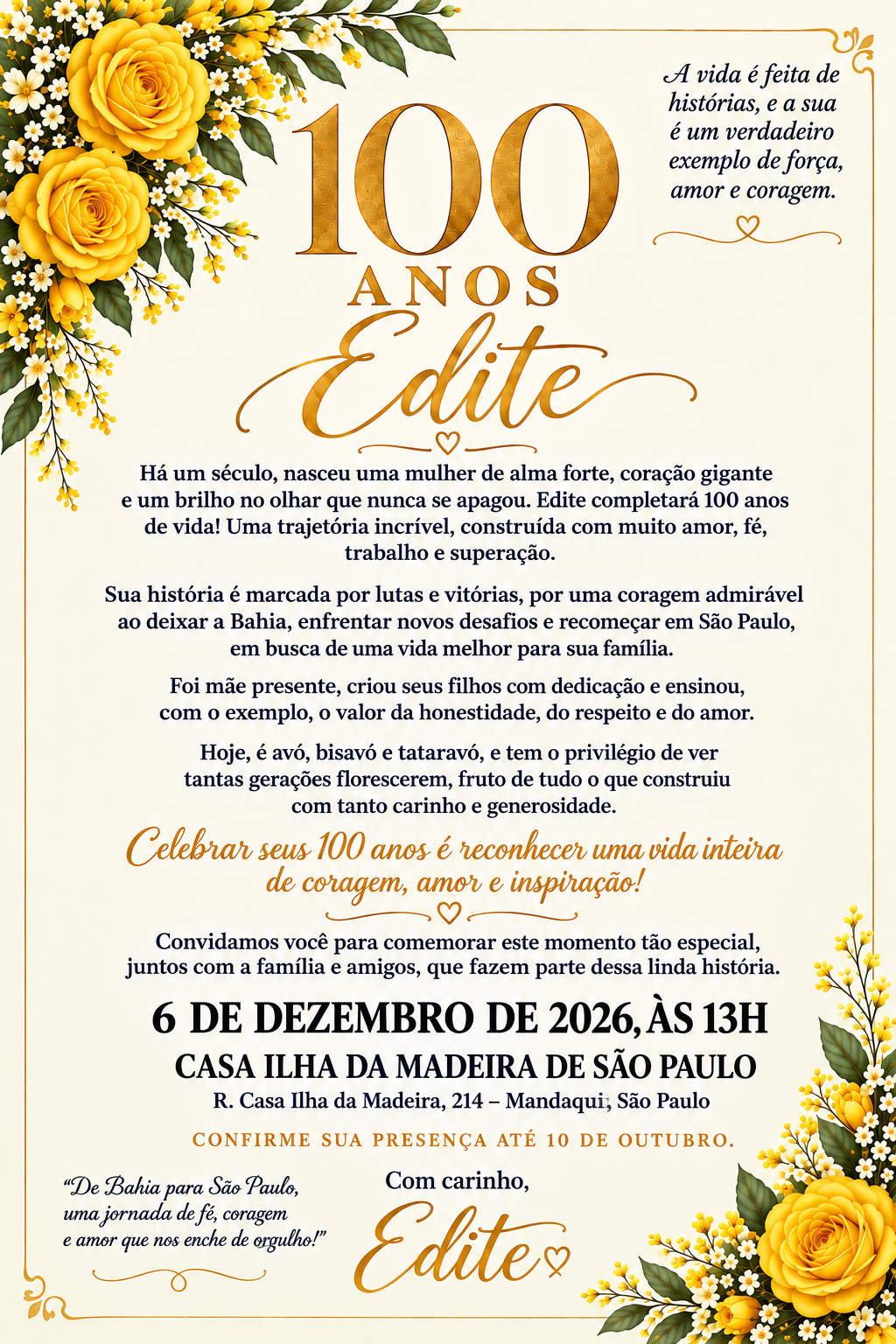 100 anos da Edite 